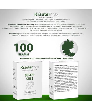 Krutermax Kr utermax shea butter soap shower soap for men and women solid shampoo and shower gel 2in1 natural soap bar 1 x 100 g - Buy Online on GoSupps.com