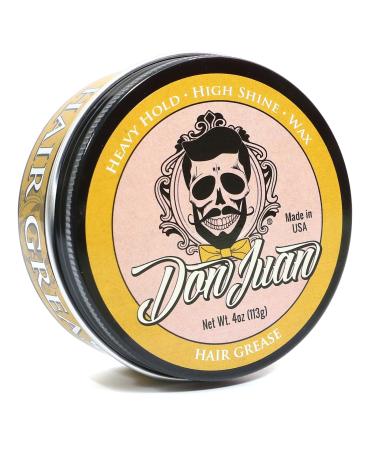 Don Juan Hair Grease Pomade 4 Ounce Jar | Heavy Hold | High Shine | Wax Based | Citrus Bayrum Scent