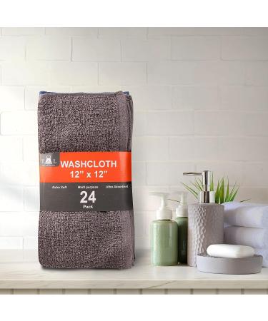 24 Pack 100% Cotton Flannel Wash Cloth Set | Highly Absorbent Fingertip Towels by Towel and Linen Mart - Buy Online on GoSupps.com
