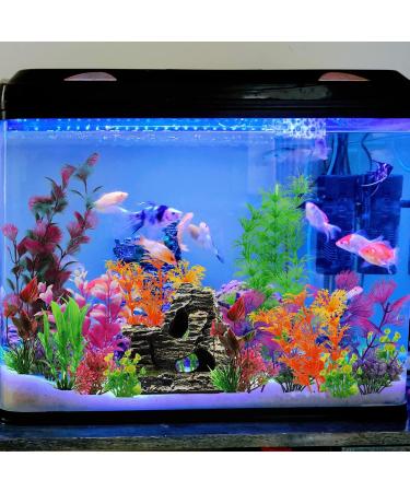 QUOZUO 25-Piece Aquarium Plants Decoration Set | Colorful Artificial Plants & Resin Cave Fish Tank Ornaments - Enhance Your Aquarium Today! - Buy Online on GoSupps.com