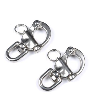 Mxeol Swivel Eye Snap Shackle Quick Release Bail Rigging Sailing Boat Marine Stainless Steel Clip Pair 2-3/4", Silver