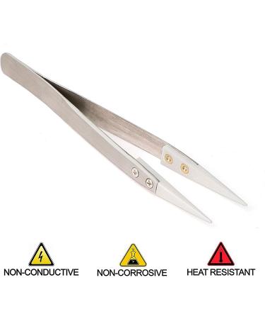 Precision Ceramic Tweezers - Non-Conductive, Anti-Static & Highly Heat Resistant - 1 Pack Silver - Buy Online on GoSupps.com