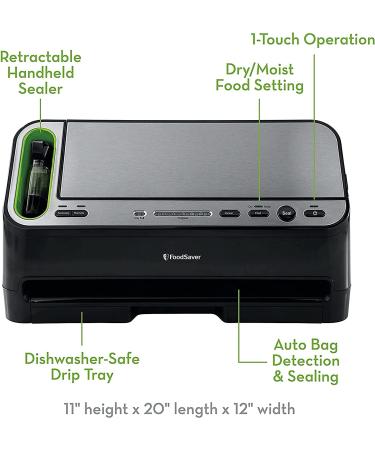 FoodSaver Vacuum Sealer Machine with Automatic Bag Detection - Sealer Bags and Roll - Silver Vacuum Sealing System for Airtight Food Storage and Sous Vide - Buy Online on GoSupps.com