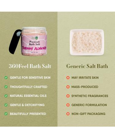 360Feel Cherry Almond Bath Salt Scrub - Aromatherapy Bath Soak - Detox and Moisturize with Alcohol-free Scrub - Vegan and Cruelty-Free - Get a Healthy Glow - 8 Oz Jar 8 Ounce (Pack of 1) Cherry Almond - Buy Online on GoSupps.com