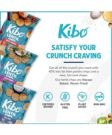 Kibo Lentil Chips Variety Pack - Gluten-Free Vegan Chips - Non-GMO - Plant-Based 28g - Maui Onion Sea Salt & Spicy Ranch - 12 Pack Super Set - Buy Online on GoSupps.com