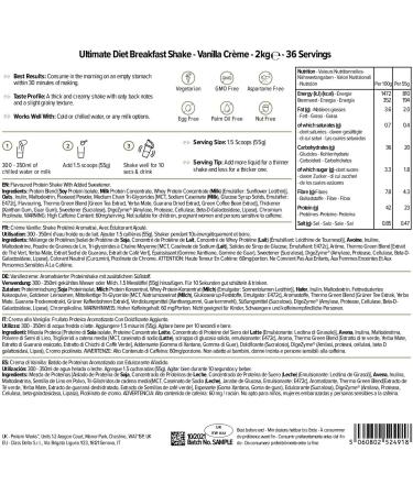 The Protein Works Ultimate Diet Breakfast Shake - Vanilla Cr me 2kg | High Protein 230 Calorie Low Calorie Meal Replacement | 36 Servings - Buy Online on GoSupps.com