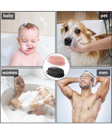 ONLYFU 2PCS Silicone Loofah Body Scrubber Set - Exfoliating and Massaging Hair Scalp Massager - Skin-Friendly - Black and Pink - Buy Online on GoSupps.com