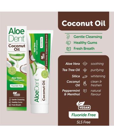 Aloedent Coconut Oil Toothpaste 100ml | Fluoride-Free Vegan & SLS-Free for Healthy Gums - Buy Online on GoSupps.com