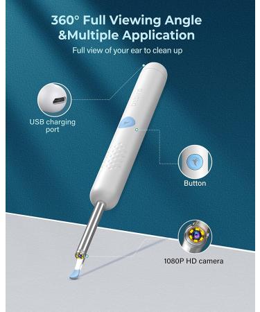 Bebird 1080P HD Wireless Ear Wax Removal Camera Tool with 6 LED Lights - Compatible with iPhone, Android - Safe for Kids & Adults - White - Buy Online on GoSupps.com