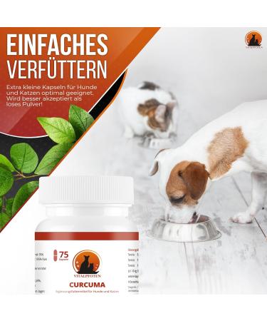 Vital Paws 3x75 Capsules Curcuma for Dogs & Cats - Premium Curcumin & Piperine Supplement Made in Germany High Purity & Quality - Buy Online on GoSupps.com