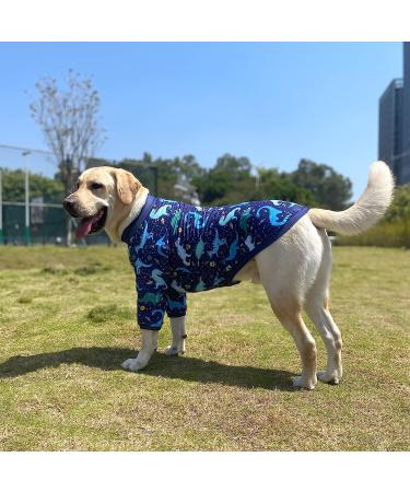 3XL Navy Dinosaur Printed Dog T-Shirt for Large Dogs | Soft Pet Pajamas - Buy Online on GoSupps.com