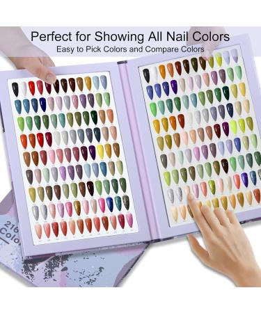 216 Colors Nail Swatches Book - Leather Nail Color Display with 240 Tips & Number Stickers | Professional Nail Color Chart for Nail Art Design (Purple) - International Shipping Available - Buy Online on GoSupps.com