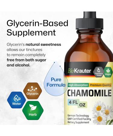 BIO KRAUTER Chamomile Extract - Liquid Drops Pure Vegan Chamomile Supplement 670 mg per Serving 4 Fl.Oz 56-Day Supply - Used for Calm & Relax - Alcohol & Sugar Free - Natural Calm & Sleep Support 4 Fl Oz (Pack of 1) - Buy Online on GoSupps.com