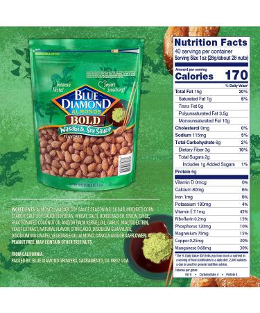 Blue Diamond Almonds BOLD Wasabi & Soy Sauce Snack Nuts - 40 Oz Resealable Bag - Buy Online on GoSupps.com