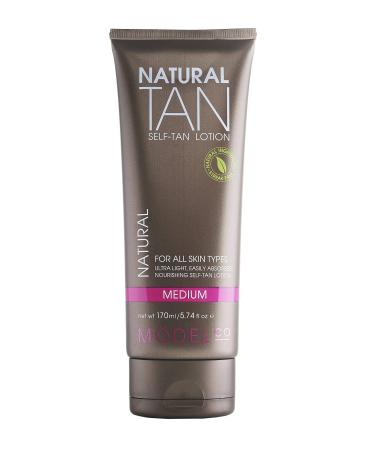 ModelCo Instant Sunless Natural-Looking Self-Tanning Lotion - Infused with Argan Oil  Aloe Vera  and Coconut Oil - Perfect for Dry  Sensitive  or Mature Skin - Medium - 5.74 fl oz