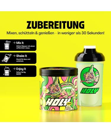 Holy Energy Gaming Booster 'Lemon Lizard' | Vegan Focus Drink Powder | 50 Portions with Newcaff & Green Tea Extract | Natural Lemon & Cucumber Flavor - Buy Online on GoSupps.com
