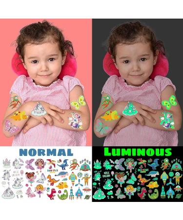 500 Styles Luminous Temporary Tattoos for Kids - Glow In The Dark Stickers - Unicorn/Mermaid/Dinosaur/Animal - Birthday Party Supplies - Buy Online on GoSupps.com