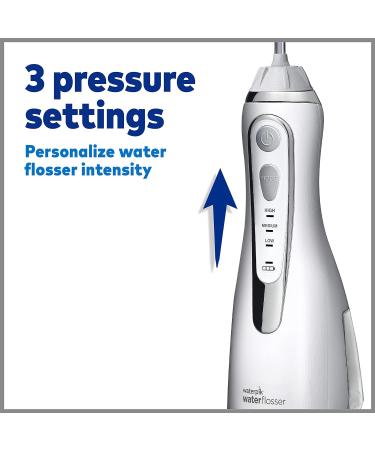 Waterpik Cordless Advanced Water Flosser | 3 Pressure Settings | Dental Plaque Removal Tool | USB Charger | Ideal for Travel | WP-580UK White - Buy Online on GoSupps.com