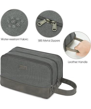 WANDF Travel Toiletry Bag for Men - Canvas Dopp Kit Organizer in Grey - Buy Online on GoSupps.com