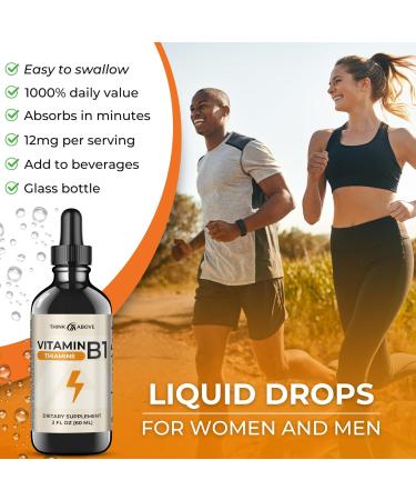 Vitamin B1 Thiamine Mononitrate Liquid Drops - Energy Boost & Metabolism Support - 2 Fl Oz - Buy Online on GoSupps.com