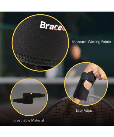 BraceUP Elbow Brace for Tendonitis & Tennis Elbow - Pain Relief Support for Men & Women - Adjustable Forearm Strap - Golfers Elbow Brace (Black - Buy Online on GoSupps.com