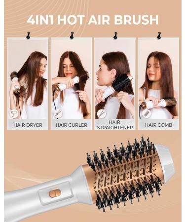 4-in-1 Hot Air Hair Dryer Brush - Negative Ion Styler for Drying, Straightening, Volumizing - Lightweight One-Step Hairdryer & Volumizer - White - Buy Online on GoSupps.com