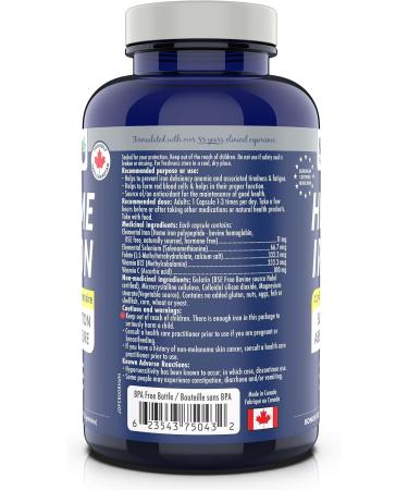  120 vcaps HEME IRON 11 mg Elemental Iron Superior Absorption Made in Canada - Buy Online on GoSupps.com