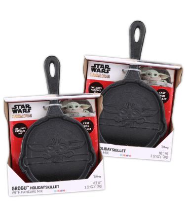 Sweetzo Christmas Mandalorian Grogu Pancake Cast Iron Skillet Unique Gift Ideas for Teens Cooking Instructions and Mix Included 11.25 Inches (Pack of 2)
