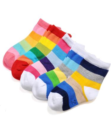 EPEIUS Kids Girls' 5 Pack Seamless Rainbow Stripes Crew Socks - Size Medium, Assorted Colors - Buy Online on GoSupps.com