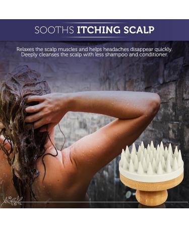 INTER-ESQUE Bamboo Scalp Massager & Shampoo Brush - Gray Head Massage Brush for Ultimate Relaxation & Hair Care - Buy Online on GoSupps.com