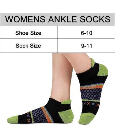 Eallco Women's Ankle Athletic Running Socks with Cushioned Sole - 6 Pairs, Black - Buy Online on GoSupps.com