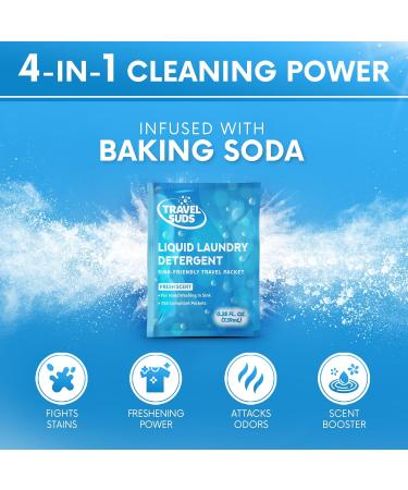 TravelSuds Laundry Detergent Sink Packets - 20 Pack | Ideal for Hand Washing | Free Sink Stopper Included | Perfect for Travel - Buy Online on GoSupps.com