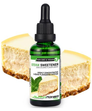 Alphapower Food |Stevia sugar -free flavor drops cheesecake |100% natural liquid aroma + sugar substitute for water muesli desserts smoothies natural cheesecake aroma 50 ml (1 Pack)