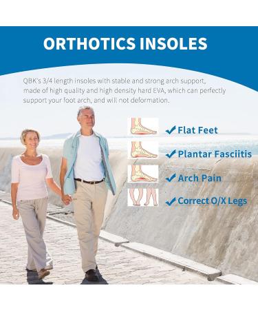 Orthopedic Insoles for Plantar Fasciitis & Flat Feet | QBK 3/4 High Arch Support for Men & Women | Pain Relief for Heel Spur & Achilles Tendon - Buy Online on GoSupps.com