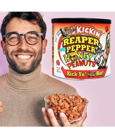 Kickin Carolina Reaper Pepper Honey Spicy Hot Peanuts 12oz - Ultimate Spicy Gourmet Gift Peanuts - Try if You Dare! - Buy Online on GoSupps.com