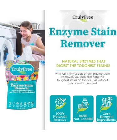 Truly Free Natural Stain Remover - Water-Activated Enzymes for Food Blood Grass & Pet Stains (50 Scoops) - Eco-Friendly & Effective - Buy Online on GoSupps.com