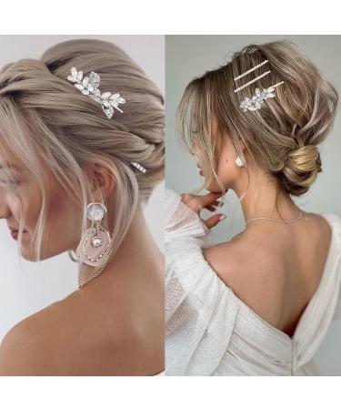 6-Piece Rhinestone Wedding Hair Clips & Pins - Crystal Barrette Bridal Hair Accessories for Women - Buy Online on GoSupps.com
