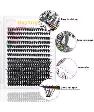 HxyGogo Wispy Cluster Lash Extensions 280Pcs - DIY Individual D Curl Lashes for Natural Fluffy Look 8-16MM - Reusable and Easy to Apply at Home - Buy Online on GoSupps.com