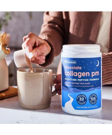NativePath Collagen PM - Chocolate Nighttime Collagen Peptides Powder with Magnesium GABA L-Theanine and Melatonin - 20 Servings 9.8 Ounce (Pack of 1) - Buy Online on GoSupps.com