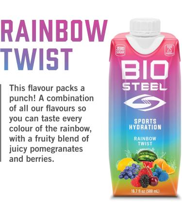 BioSteel Sports Drink Great Tasting Hydration with 5 Essential Electrolytes Rainbow Twist Flavour 16.7 Fluid Ounces 12-Pack - Buy Online on GoSupps.com