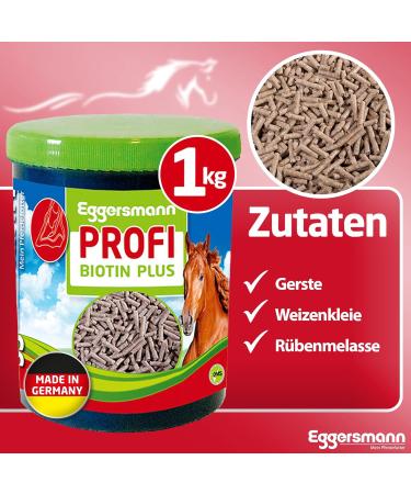 EGGERSMANN Profi Biotin Plus 1 kg - Premium Supplementary Horse Feed with Biotin & Zinc for Skin Fur & Hoof Health - Ideal for Eczema & Hoof Issues - International Shipping Available - Buy Online on GoSupps.com