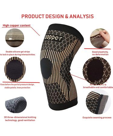 Copper Knee Brace Sleeve - Large Size for Sports, Arthritis Pain Relief & Support - Buy Online on GoSupps.com
