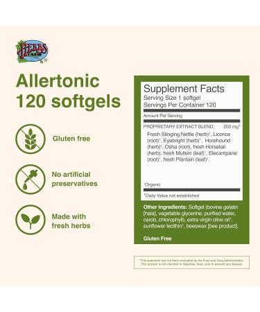 Herbs Etc. Allertonic - Healthy Breathing Support - Herbal Blend to Aid Against Seasonal Discomfort - Lung & Respiratory Health Support with Stinging Nettle - 120 Softgels (120 Servings) 120 Count (Pack of 1) - Buy Online on GoSupps.com