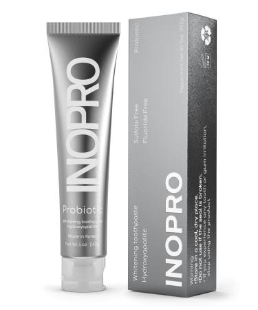 InoPro Whitening Hydroxyapatite Toothpaste with Probiotic for Sensitive Teeth Fluoride Free Enamel Repair Remineralizing Toothpaste SLS Free Baking Soda Coconut Oil 5oz