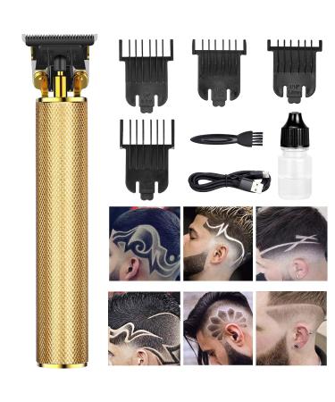 Hair Clippers for Men,Cordless Rechargeable Hair Trimmer Metal Body Cutting Grooming Kit Beard Shaver Barbershop Professional (Gold)