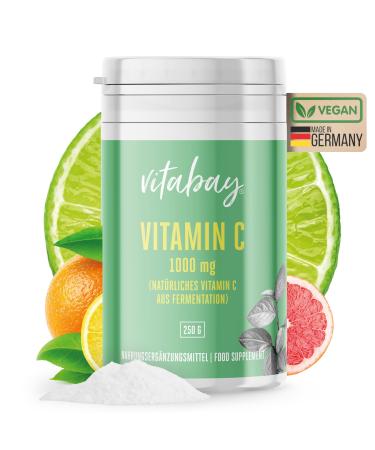 Vitabay vitamin C powder high dose 1000 mg - 250g vegan pure vitamin C powder - ascorbic acid vitamin C powder - ascorbic acid powder vitamin powder - vitamin C ascorbic acid vitamin powder 250 g (1 Pack)