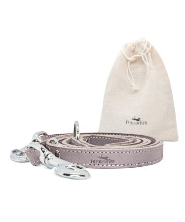 Freudenier dog leash made of certified leather 2m triple adjustable guide leash lovingly produced in Holland high quality and stylish Amstelpark collection (gray-brown 25mm wide) 25mm wide gray brown