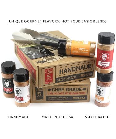 Gourmet Grilling Spices Gift Set for Guys  Dad  Men  BBQ Grill Accesories  Smoker  Seasonings  Rub  Steak  Burgers  Chicken  Fish  Stainless Tongs & Magnet (5 Bottles  7 Piece Set) 5 Gourmet Grilling Spices - Buy Online on GoSupps.com