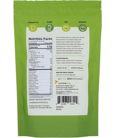 Humming Hemp Naked Shelled Hemp Seeds - 10g Plant Protein & 12g Omegas - Non-GMO, Gluten-Free, Vegan, Paleo, Keto, Grain-Free - 16 oz - Buy Online on GoSupps.com
