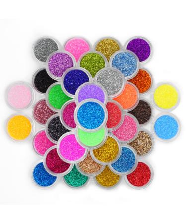 Extra Fine Glitter Nail Powder, 45 Colors Holographic Cosmetic Glitter Set, Iridescent Sugar Glitter for Slime Resin Craft Tumblers Candle Decoration, Eyeshadow Face Makeup Nail Art Glitter Pigment 45 Colors of Glitter